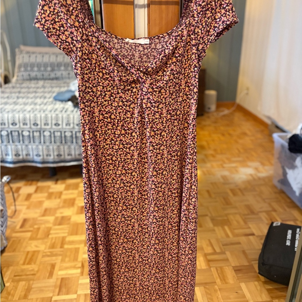 Pinkblush Pink and Black Floral Midi Dress